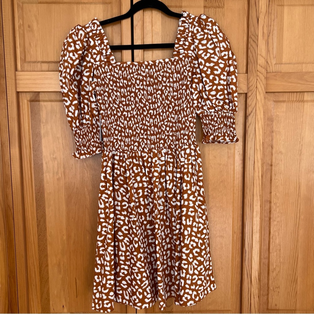 1. STATE burnt orange leopard print dress size small